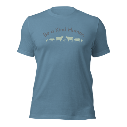 Be a Kind Human Steel Blue w Green Silhouette