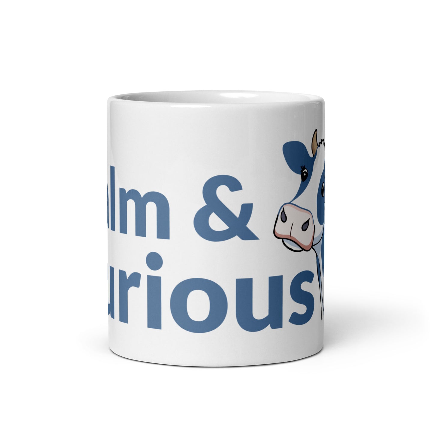Calm & Curious Holstein Cow White Glossy Mug
