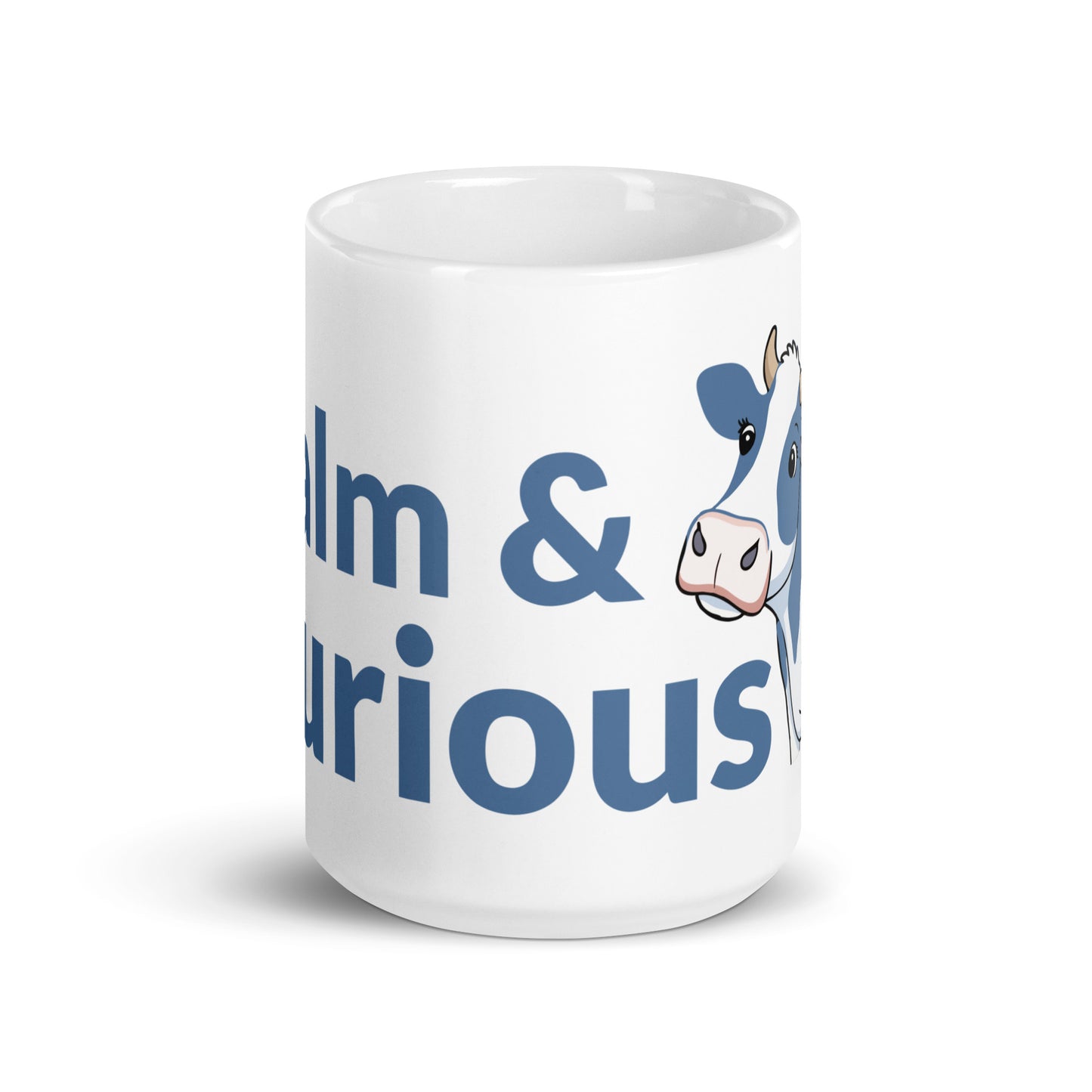 Calm & Curious Holstein Cow White Glossy Mug
